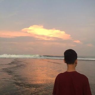 Heavy gray clouds in the sky. 